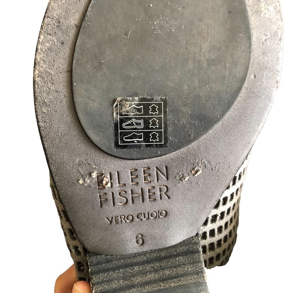 EILEEN FISHER Leather Netted Wedges - Picture 11 of 16